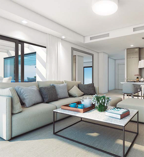 living room image of main view of new penthouses and apartments in marbella