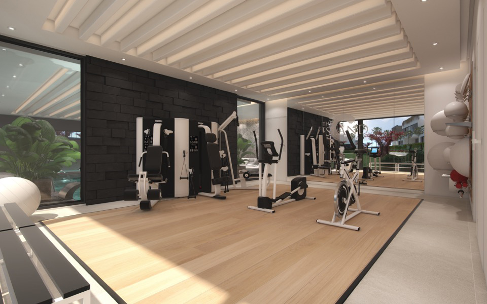 indoor gym First line beach townhouses near Marbella