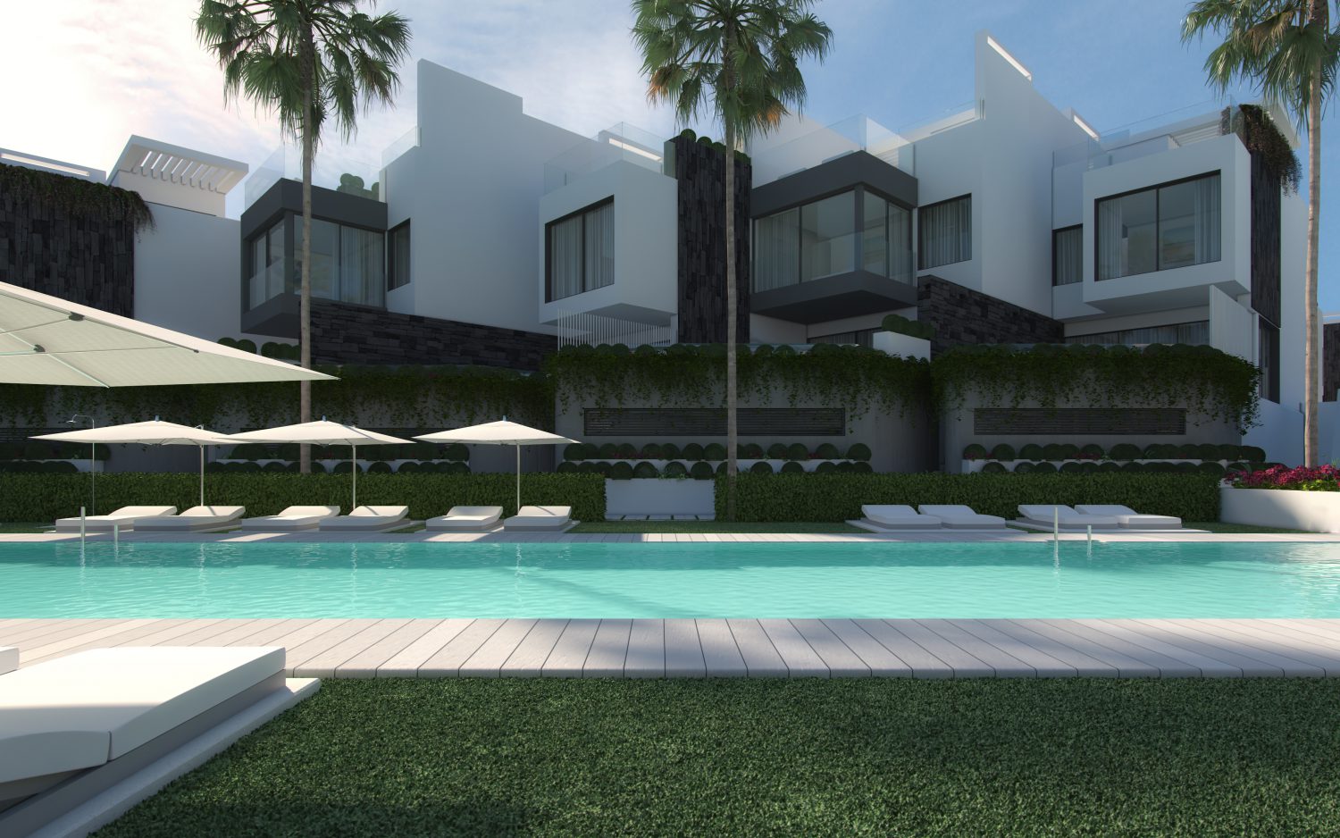 poolside pic First line beach townhouses near Marbella