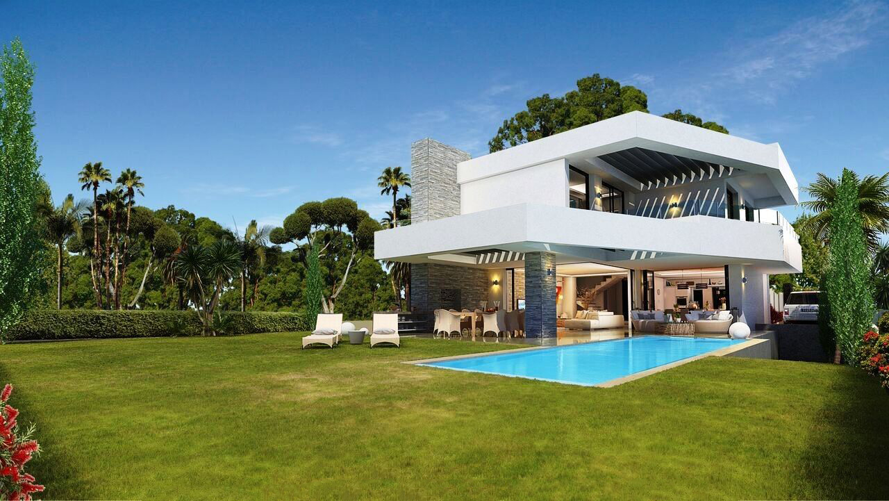 image of garden  luxury style modern villas for sale costa del sol