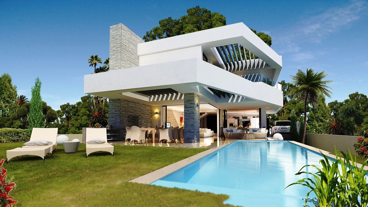 other image of garden  luxury style modern villas for sale costa del sol