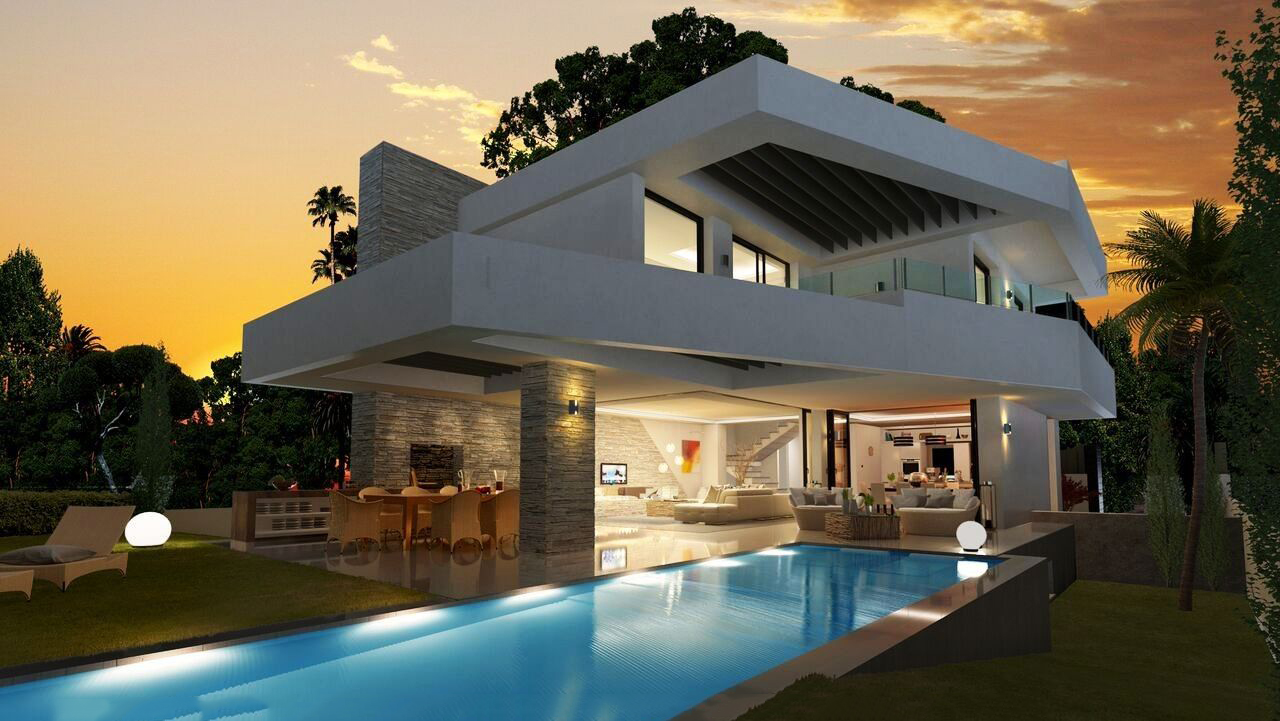 outside image  luxury style modern villas for sale costa del sol